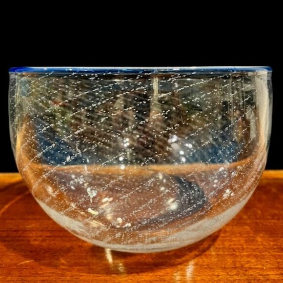 Kosta Boda Other - Kosta Boda Eden Falk Blue Rim Controlled Bubble Swirl Bowl